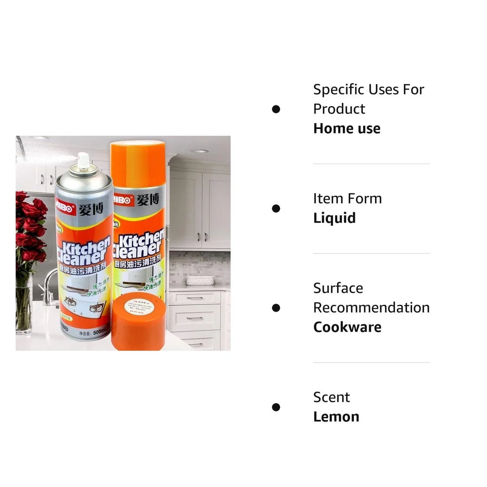 Kitchen Cleaner Foam Spray - Heavy Duty Oil & Grease Remover (500ml)