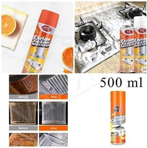 Kitchen Cleaner Foam Spray - Heavy Duty Oil & Grease Remover (500ml)